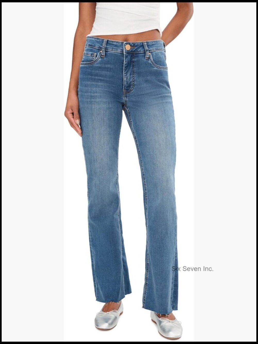 High-Rise Kick Flare Inset Leg Jeans - Smooth & Shape